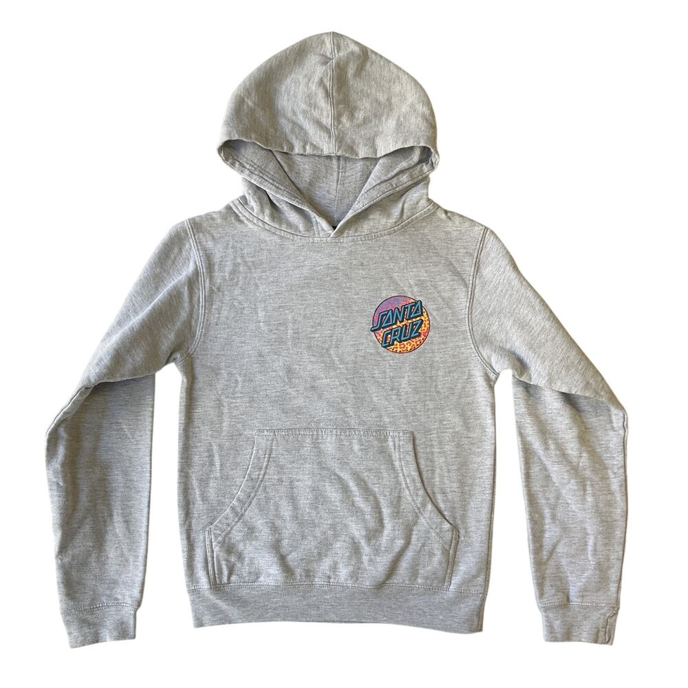 Santa Cruz Skateboards Kids Hoodie Size S Gray Fleece Skate Logo Long Sleeve
